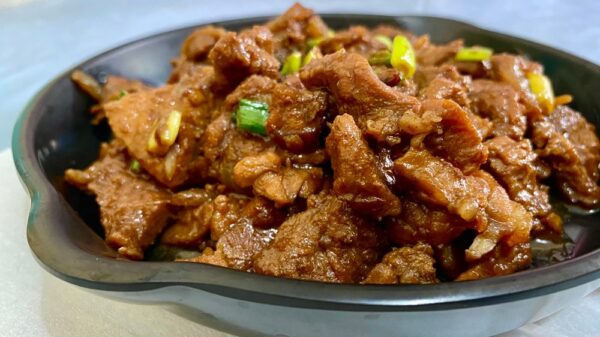Beef Teriyaki on Plastic Skillet Plate