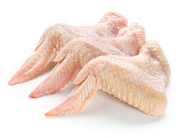Raw chicken wings isolated on white background